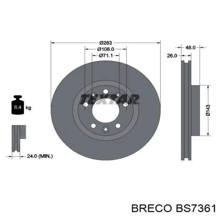 BS7361 Breco freno de disco delantero