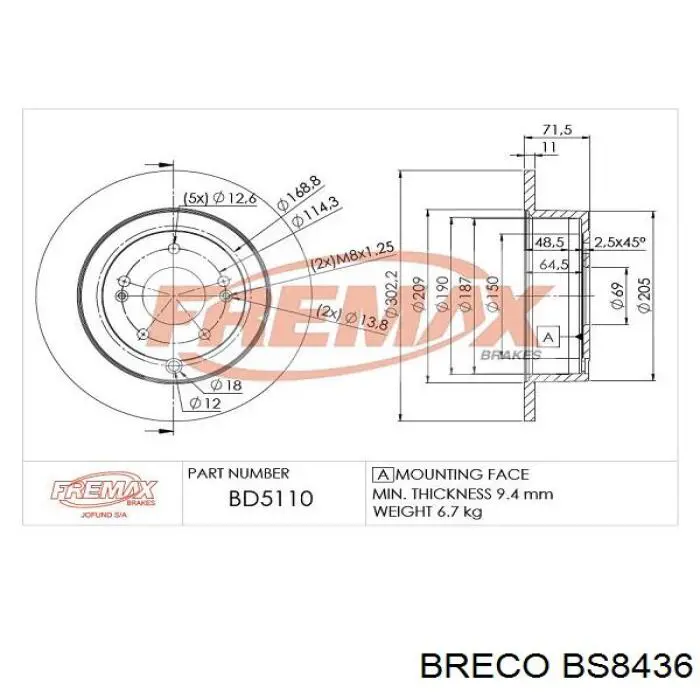 Freno de disco delantero Jaguar X-type CF1