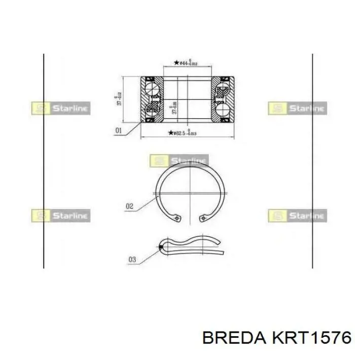Cojinete de rueda delantero KRT1576 Breda