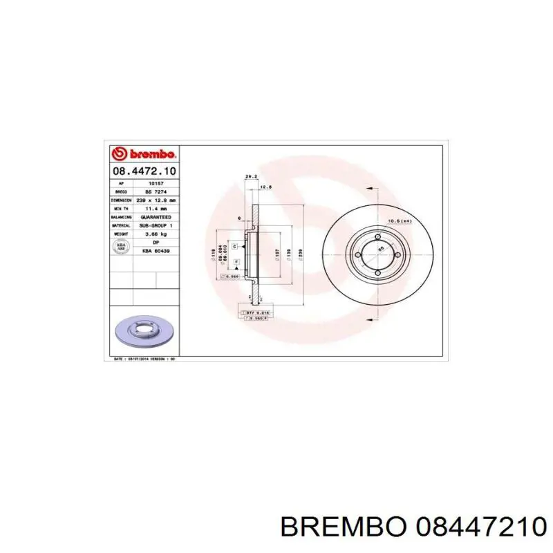 08447210 Brembo disco de freno delantero