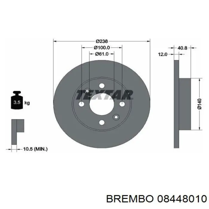 Disco de freno 08448010 Brembo