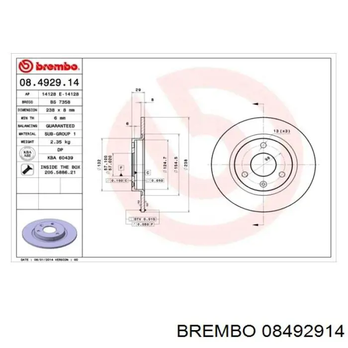Frenos delanteros Brembo 08492914 precio, desde 17,22 EUR