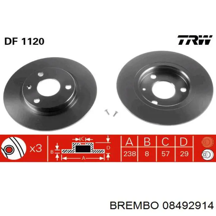 Comprar 08492914 Brembo Freno de disco delantero