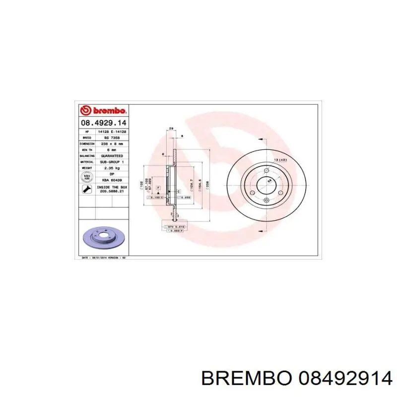Disco de freno delantero Brembo 08492914
