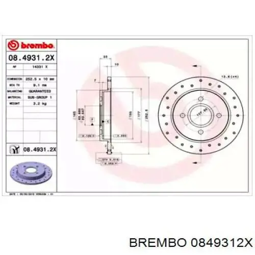 Disco de freno trasero Ford Sierra 1 GBC