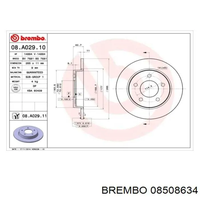 08.5086.34 Brembo freno de disco delantero