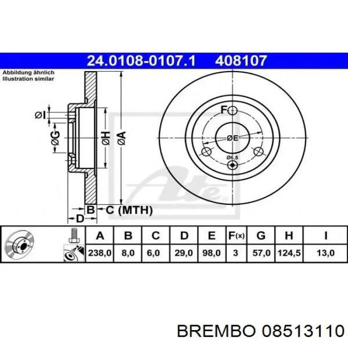 08513110 Brembo freno de disco delantero