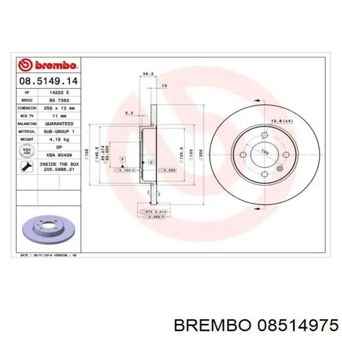 08.5149.75 Brembo freno de disco delantero