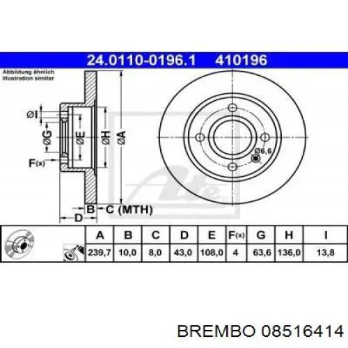 Disco de freno delantero Brembo 08516414