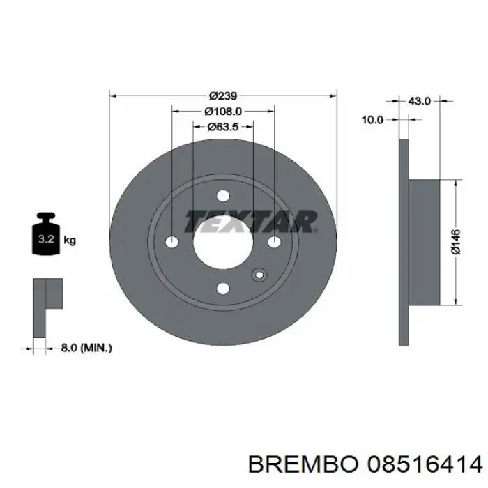 08516414 Brembo disco de freno delantero