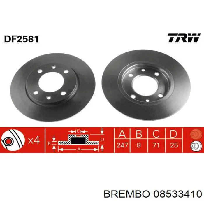 Disco de freno trasero Peugeot 206 2A/C