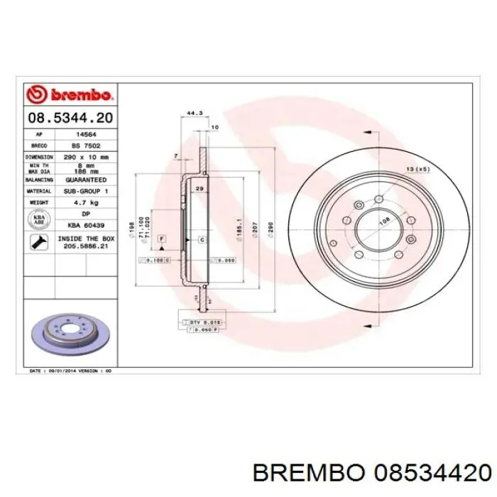 08534420 Brembo disco de freno trasero
