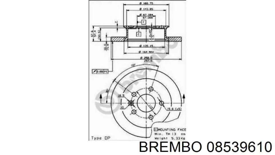 08539610 Brembo disco de freno delantero