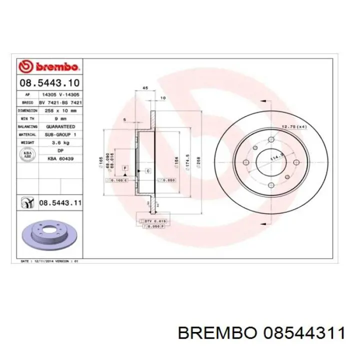 08.5443.11 Brembo disco de freno trasero