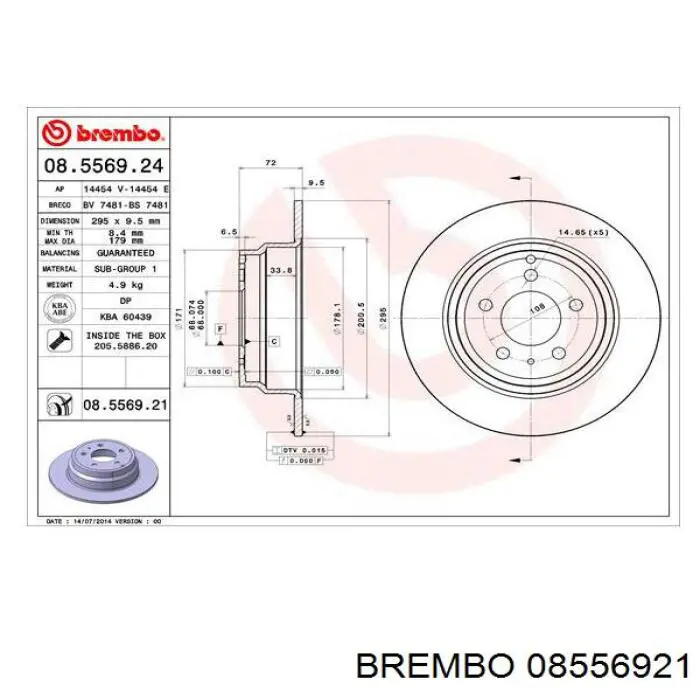 08.5569.21 Brembo disco de freno trasero