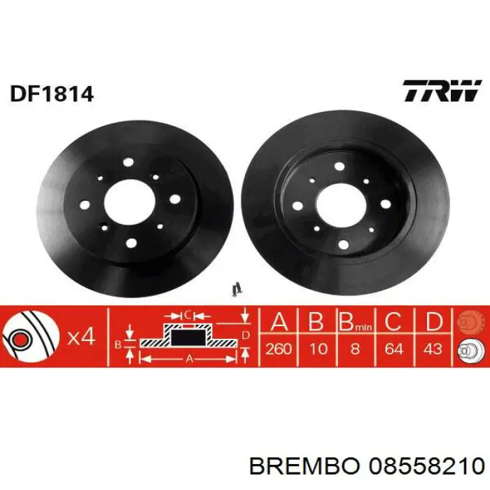 08558210 Brembo disco de freno trasero