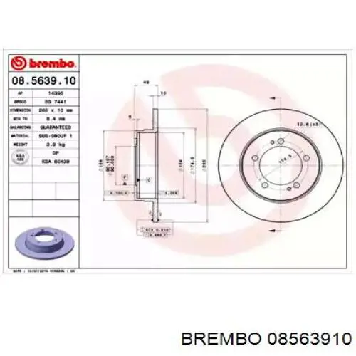 Comprar 08563910 Brembo Disco de freno trasero
