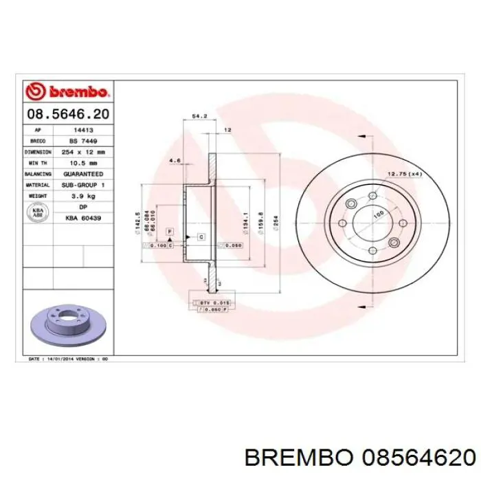 08564620 Brembo disco de freno trasero