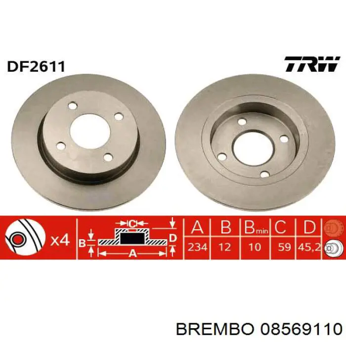 08.5691.10 Brembo freno de disco delantero