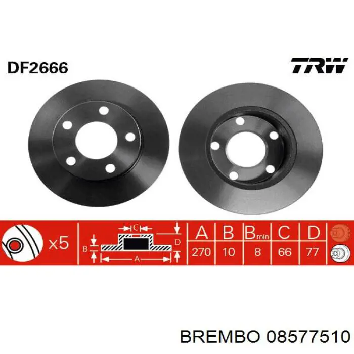 08577510 Brembo disco de freno trasero