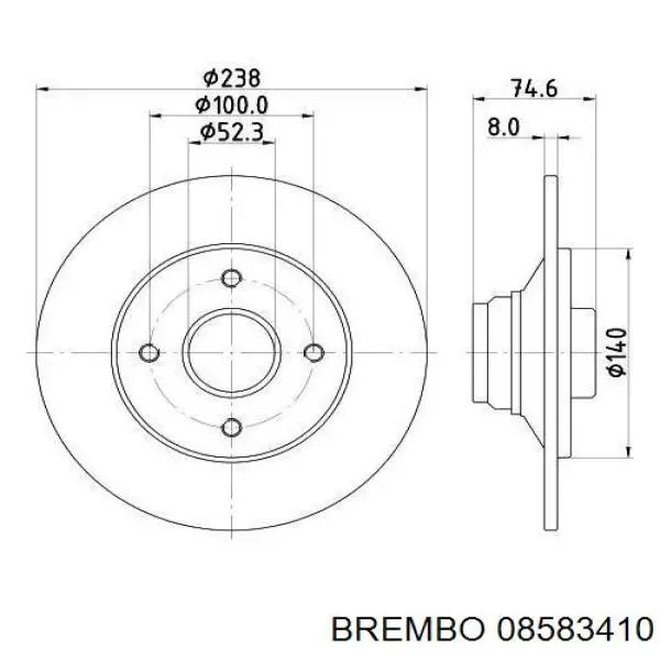 08583410 Brembo disco de freno trasero