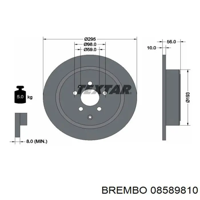 08.5898.10 Brembo disco de freno trasero