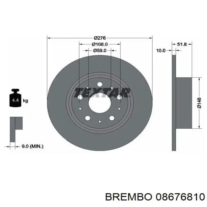 08676810 Brembo disco de freno trasero