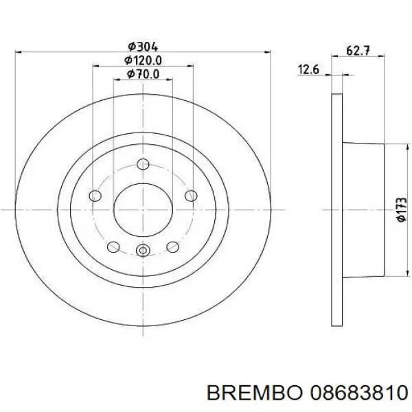 Disco de freno trasero 08683810 Brembo