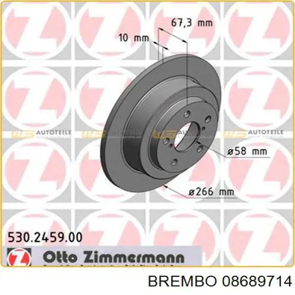 Disco de freno trasero 08689714 Brembo