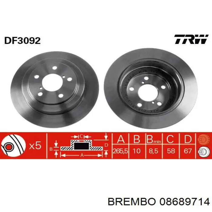 08689714 Brembo disco de freno trasero