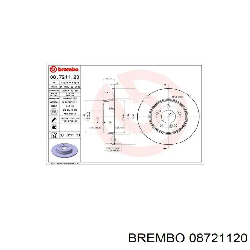 08721120 Brembo disco de freno trasero