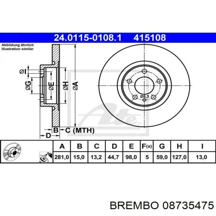 08735475 Brembo disco de freno delantero