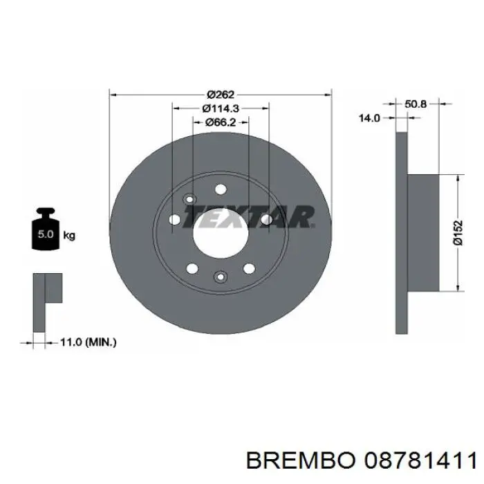 Disco de freno 08781411 Brembo