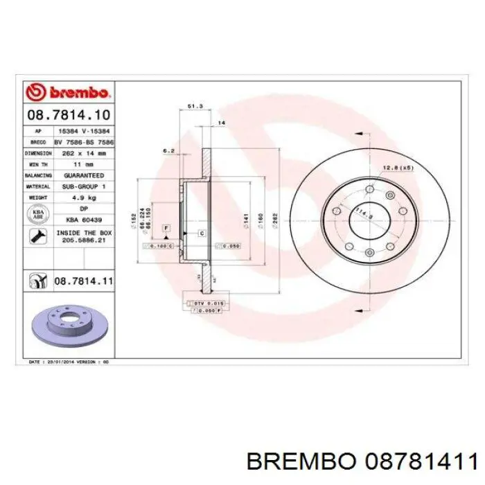 Disco de freno delantero Brembo 08781411