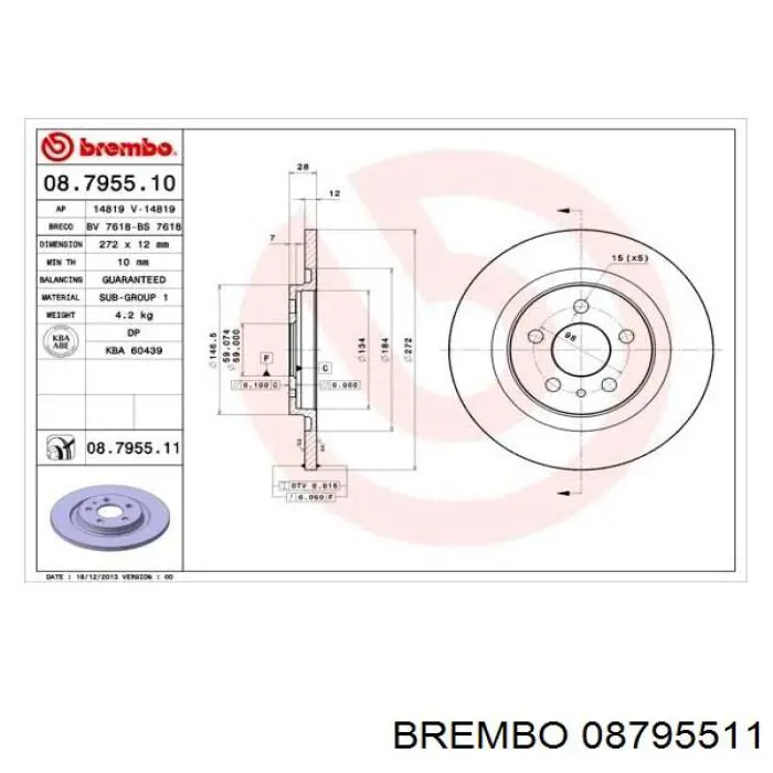 08.7955.11 Brembo disco de freno trasero