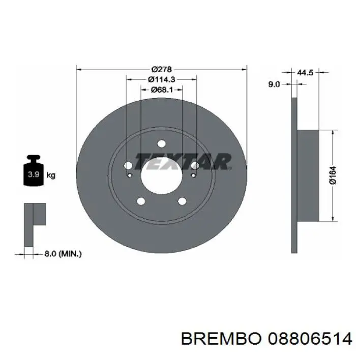 08.8065.14 Brembo disco de freno trasero