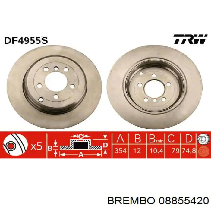 08855420 Brembo disco de freno trasero