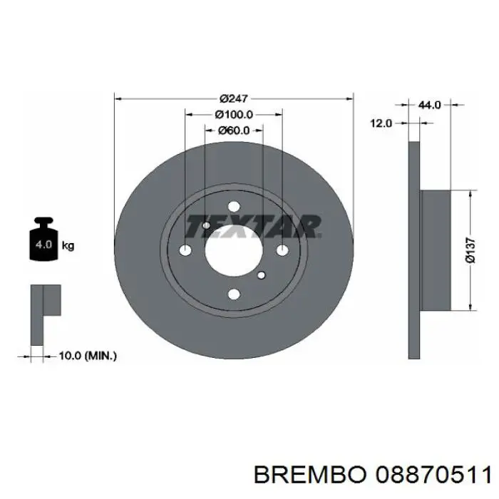 Disco de freno delantero Brembo 08870511