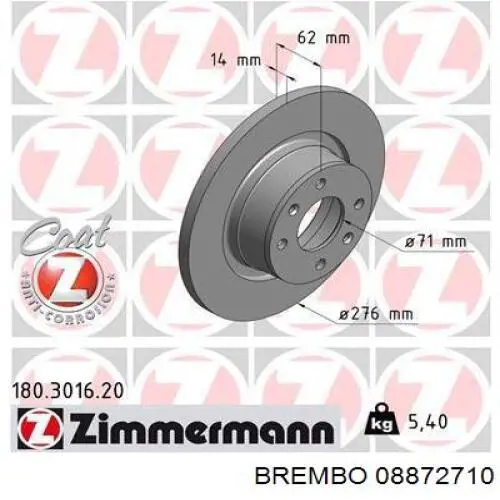 Frenos traseros Brembo 08872710