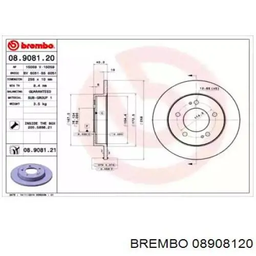 08908120 Brembo disco de freno trasero