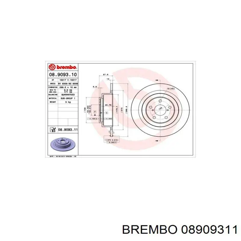 Frenos traseros Brembo 08909311