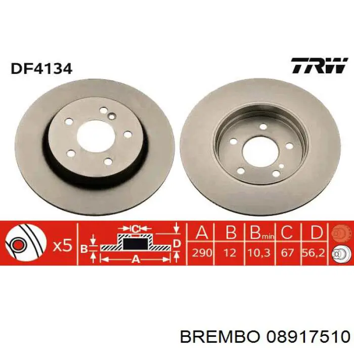 08917510 Brembo disco de freno trasero