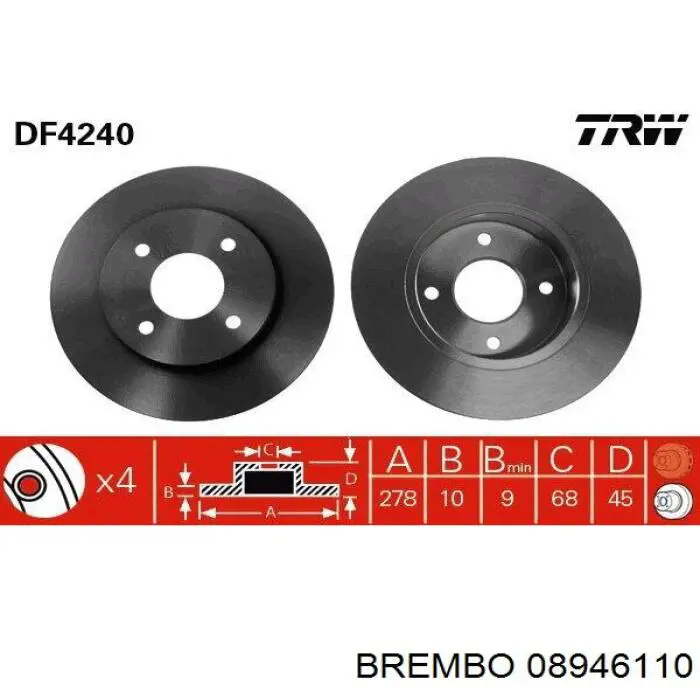 08.9461.10 Brembo disco de freno trasero