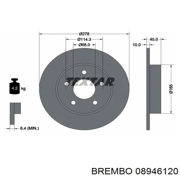 Comprar 08946120 Brembo Disco de freno trasero