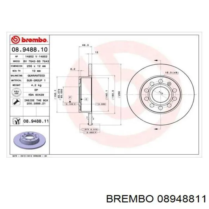 08.9488.11 Brembo disco de freno trasero