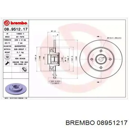 Frenos traseros Brembo 08951217