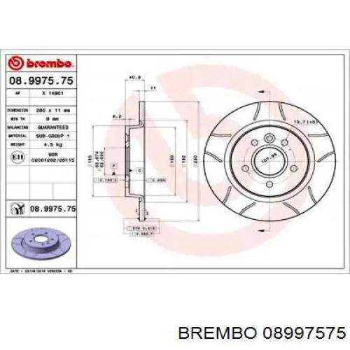 Disco de freno trasero Volvo V40 525, 526