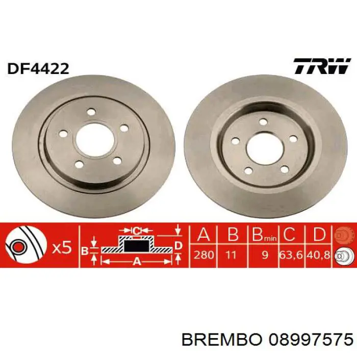 Disco de freno trasero Volvo V40 525, 526