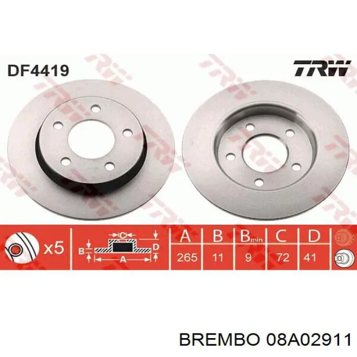 08A02911 Brembo disco de freno trasero