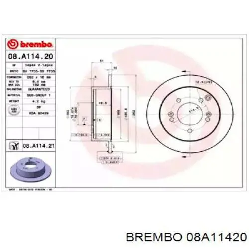 08.A114.20 Brembo disco de freno trasero